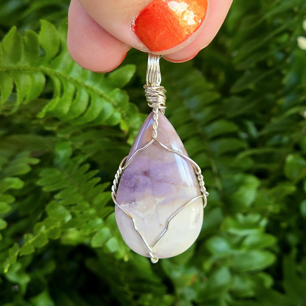 Authentic Utah Tiffany Stone Necklace | UV Reactive Crystal Pendant | Stainless Steel Wire Wrapped Jewelry