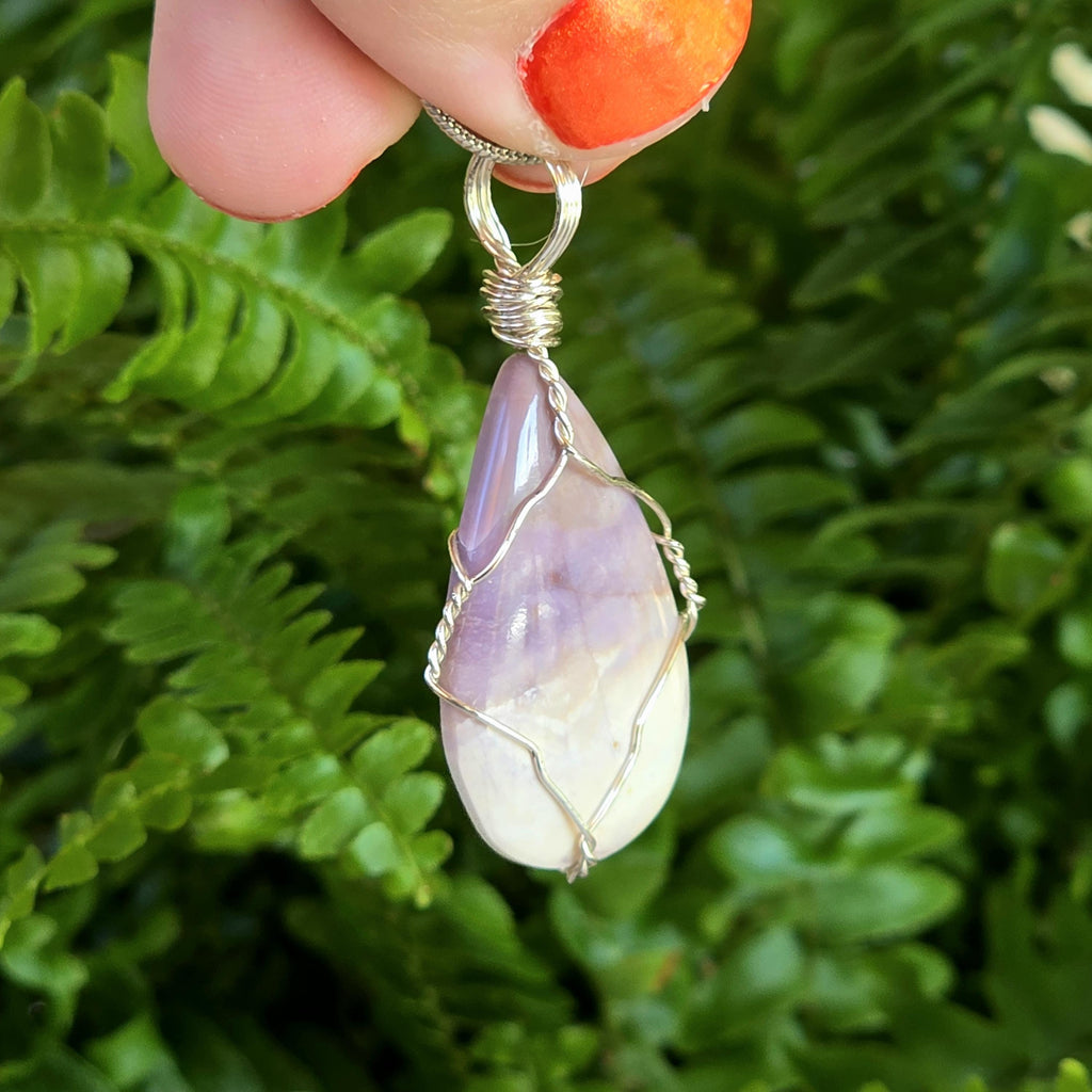 Authentic Utah Tiffany Stone Necklace | UV Reactive Crystal Pendant | Stainless Steel Wire Wrapped Jewelry