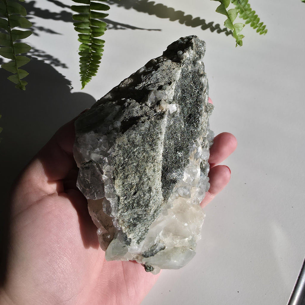 Swiss Alpine Chlorite Quartz Cluster | Green Chlorite Included Quartz | Large Alpine Quartz Specimen | Swiss Alps
