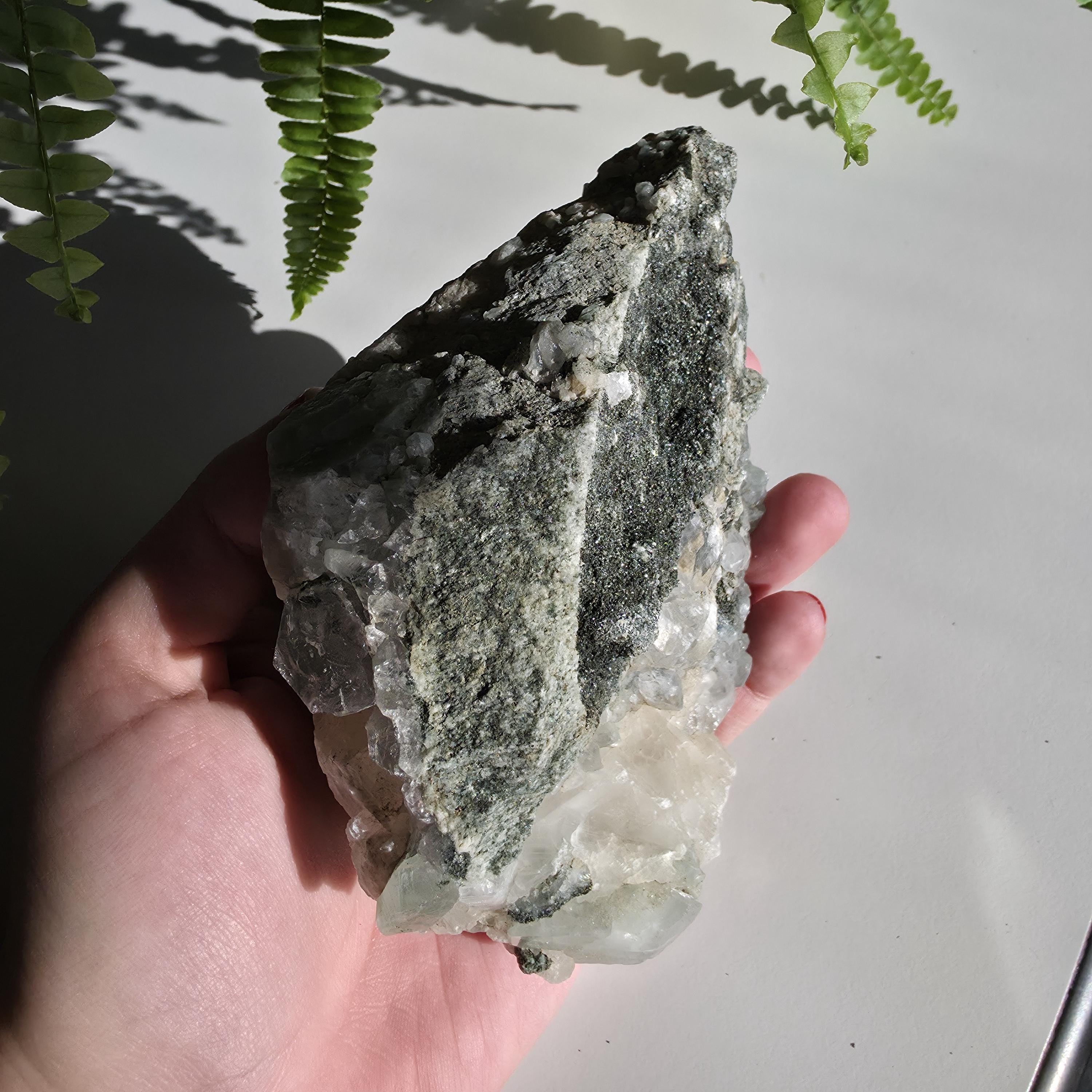 Swiss Alpine Chlorite Quartz Cluster | Green Chlorite Included Quartz | Large Alpine Quartz Specimen | Swiss Alps