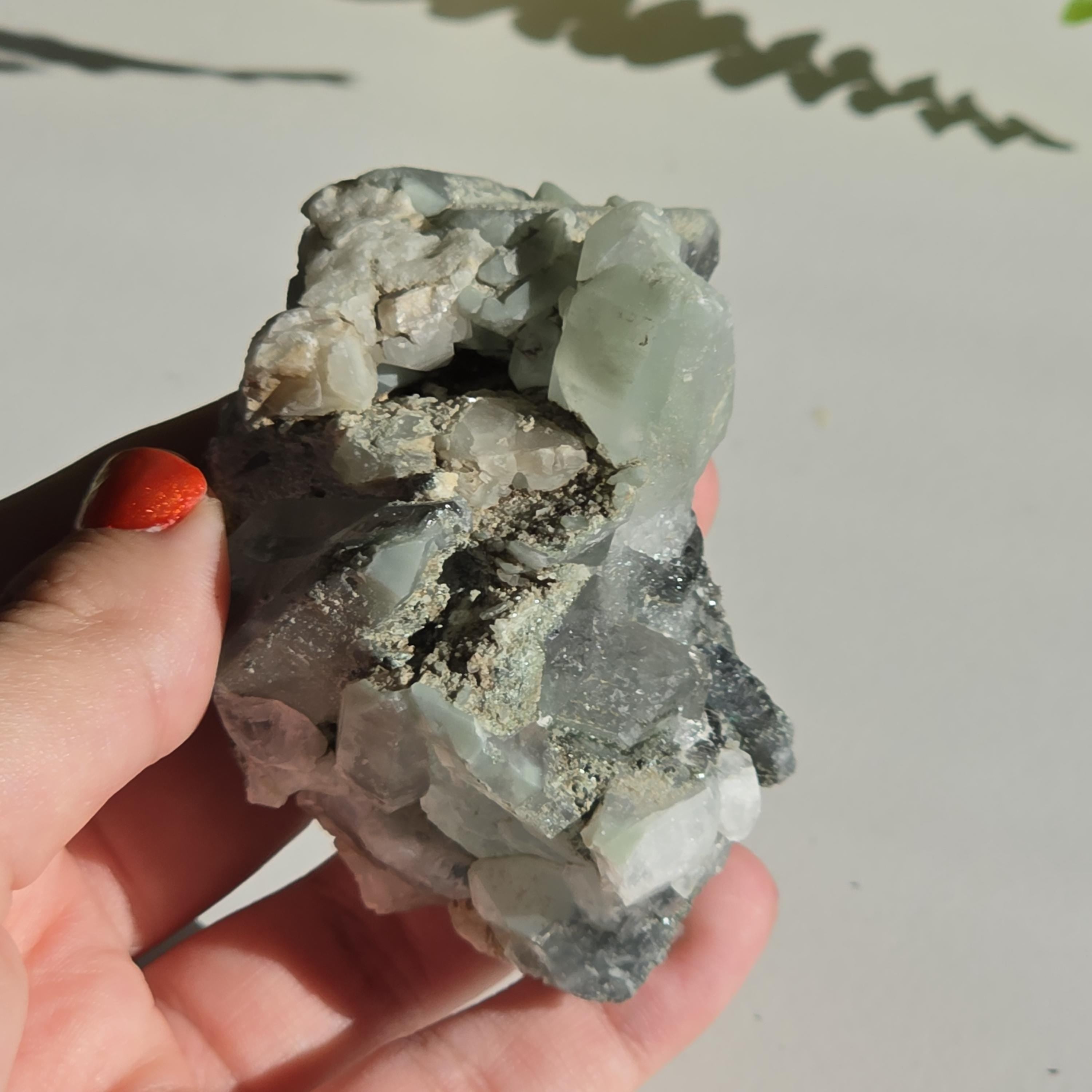 Swiss Alpine Chlorite Quartz Cluster | Green Chlorite Quartz | Alpine Quartz Specimen | Swiss Alps Crystal
