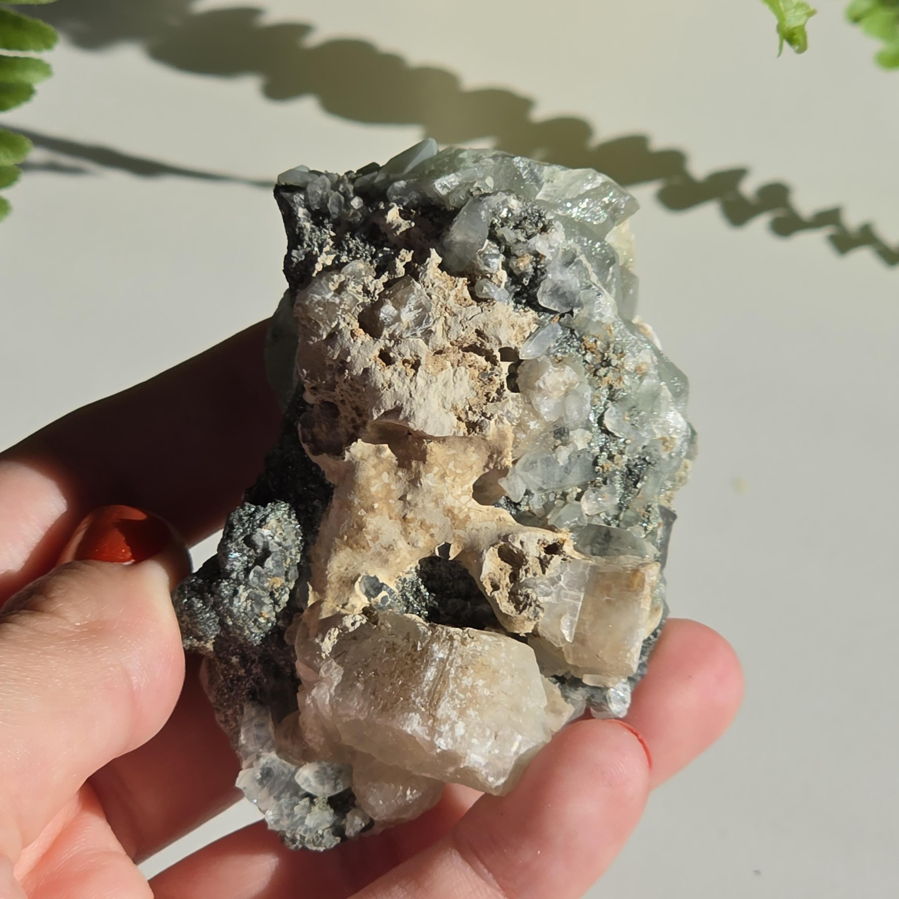 Swiss Alpine Chlorite Quartz Cluster | Green Chlorite Quartz | Alpine Quartz Specimen | Swiss Alps Crystal