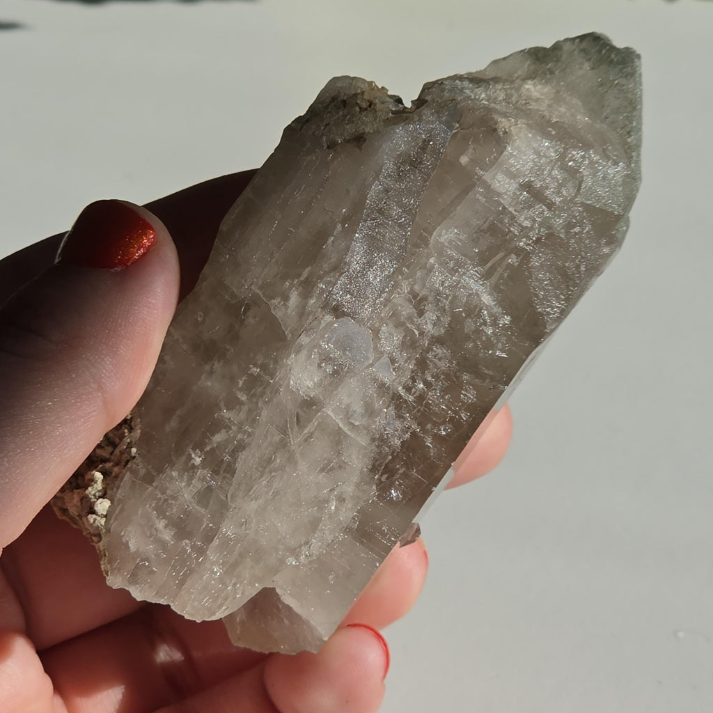 Alpine Quartz Crystal Point | Swiss Alps Clear Quartz with Matrix | Natural Collector Mineral Specimen