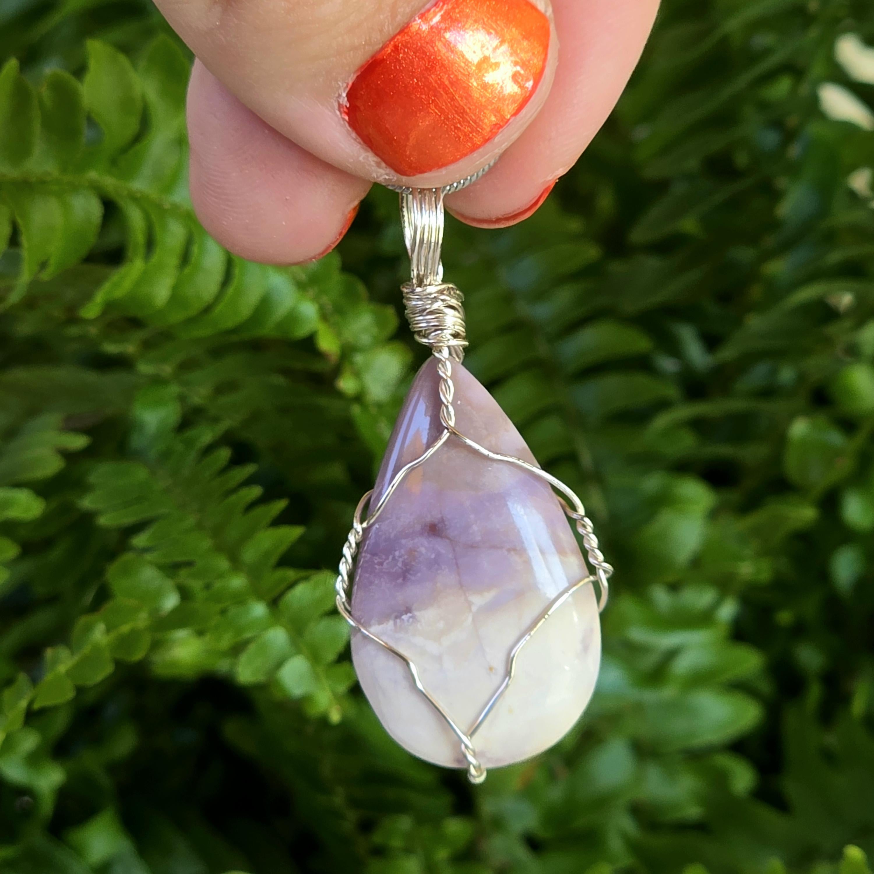 Authentic Utah Tiffany Stone Necklace | UV Reactive Crystal Pendant | Stainless Steel Wire Wrapped Jewelry