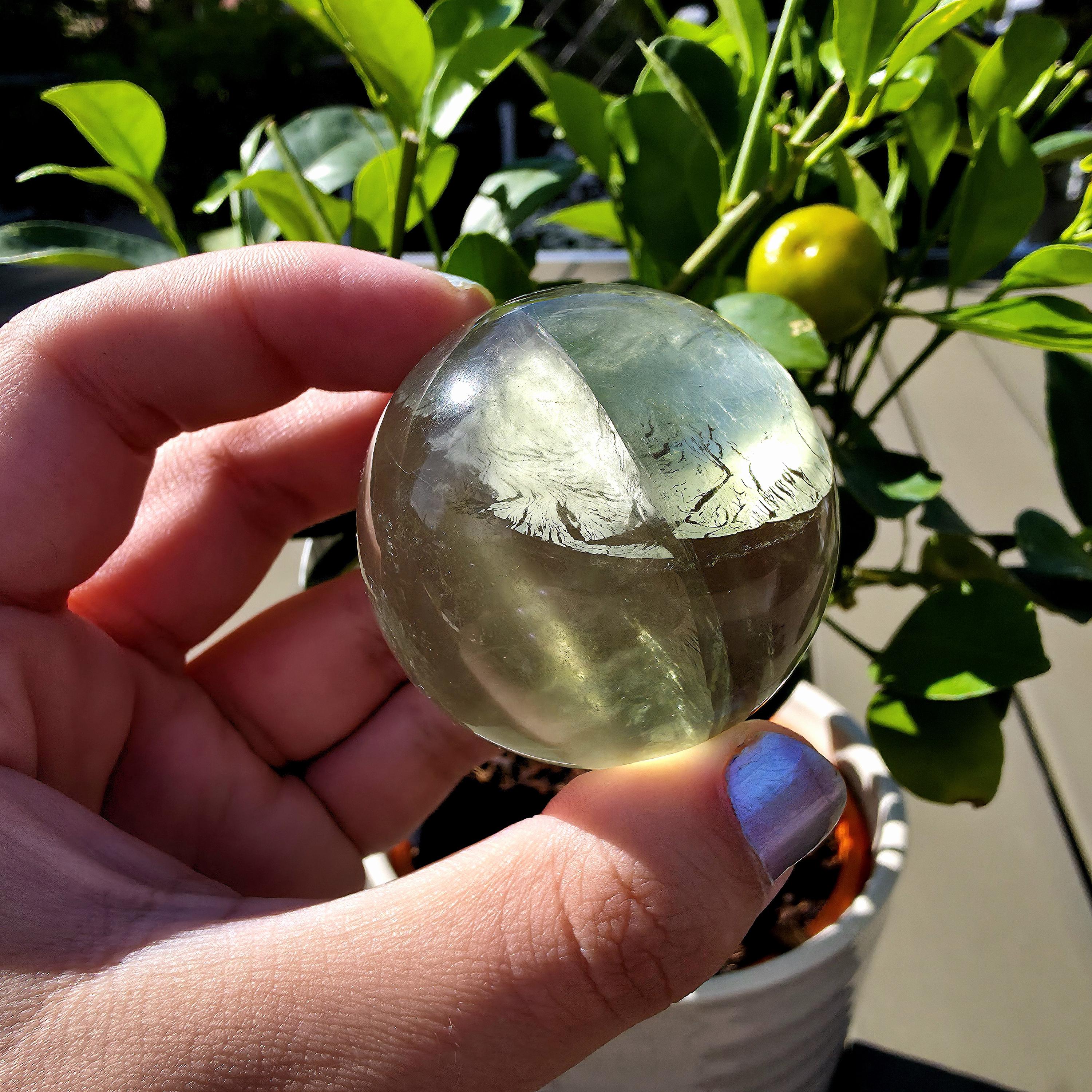 Green Apple Fluorite Sphere | Polished Fluorite Crystal Sphere | Mint Green Fluorite | Collector Crystal