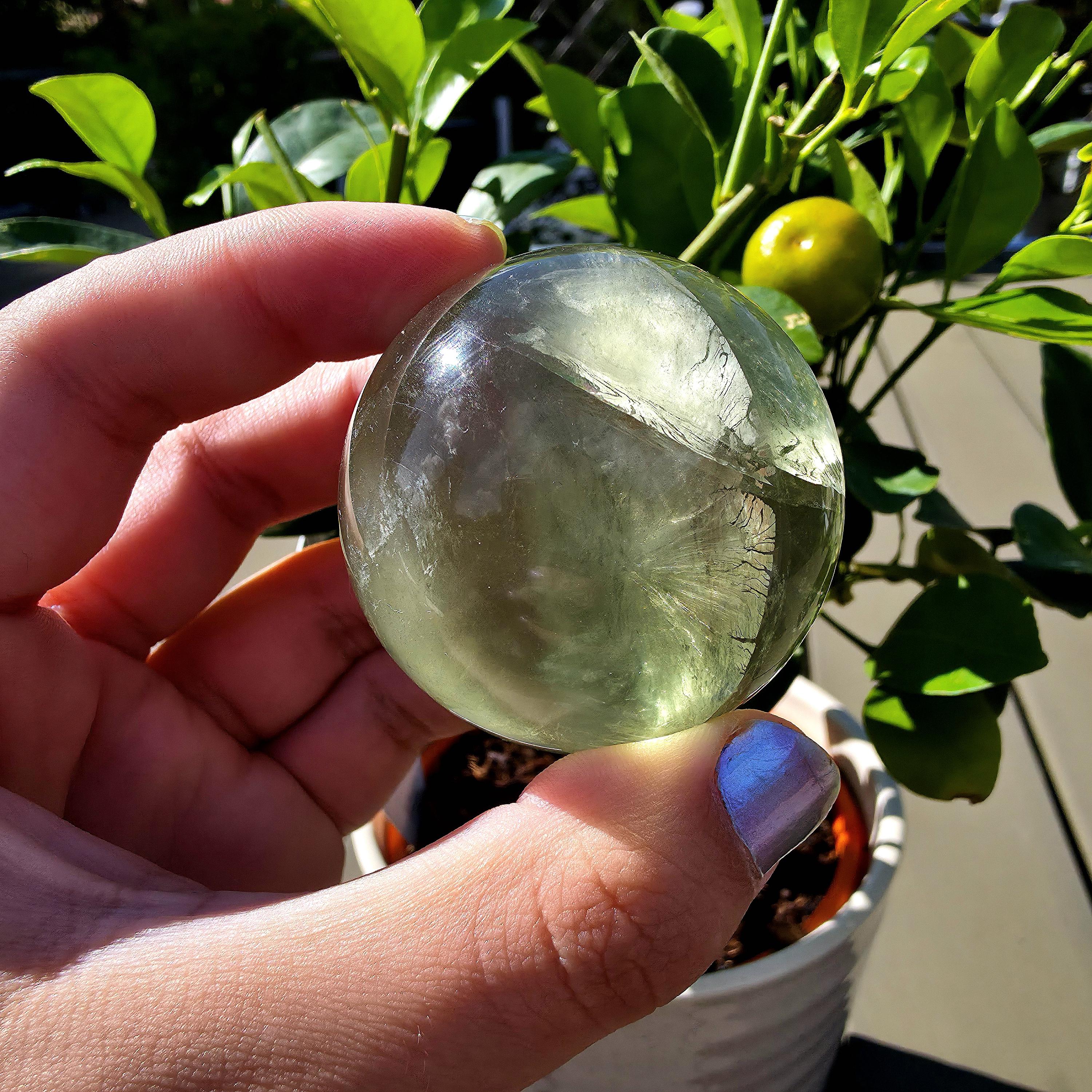 Green Apple Fluorite Sphere | Polished Fluorite Crystal Sphere | Mint Green Fluorite | Collector Crystal