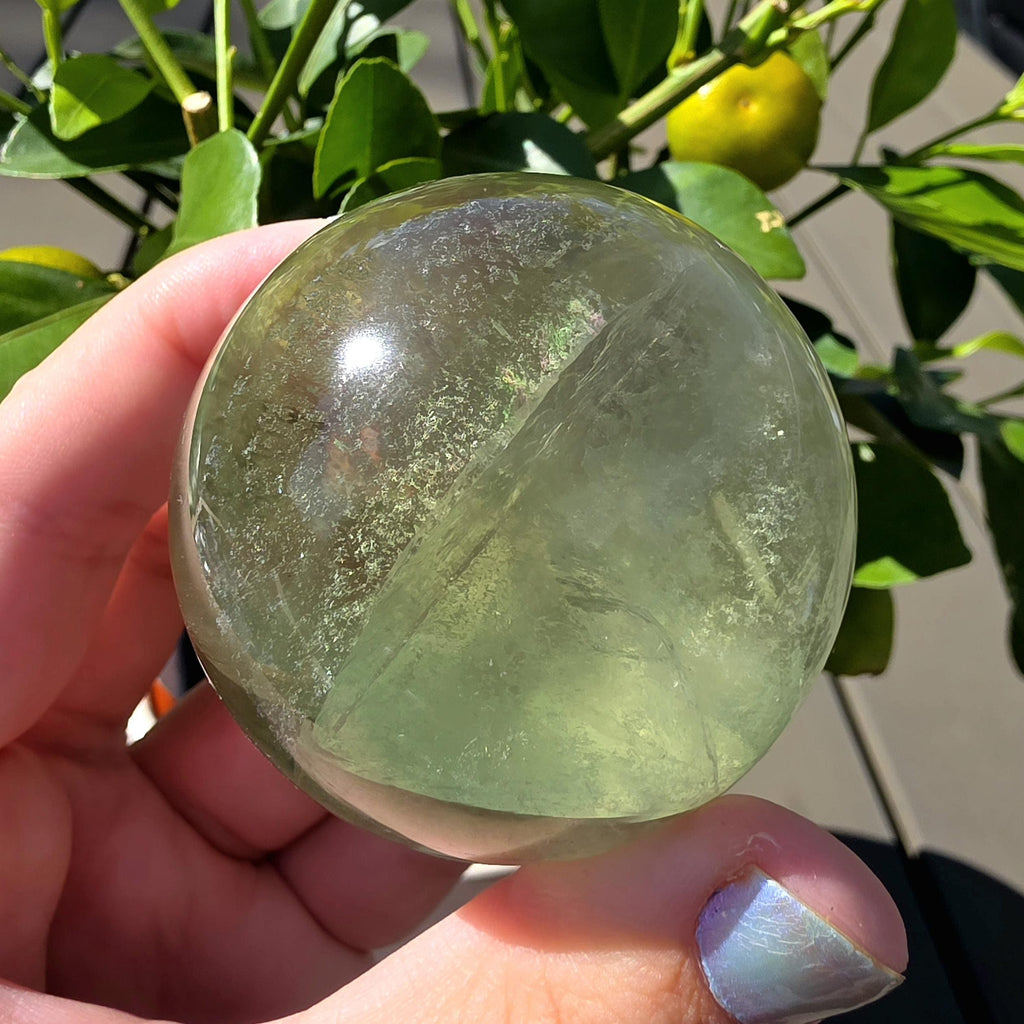 Green Apple Fluorite Sphere | Polished Fluorite Crystal Sphere | Mint Green Fluorite | Collector Crystal
