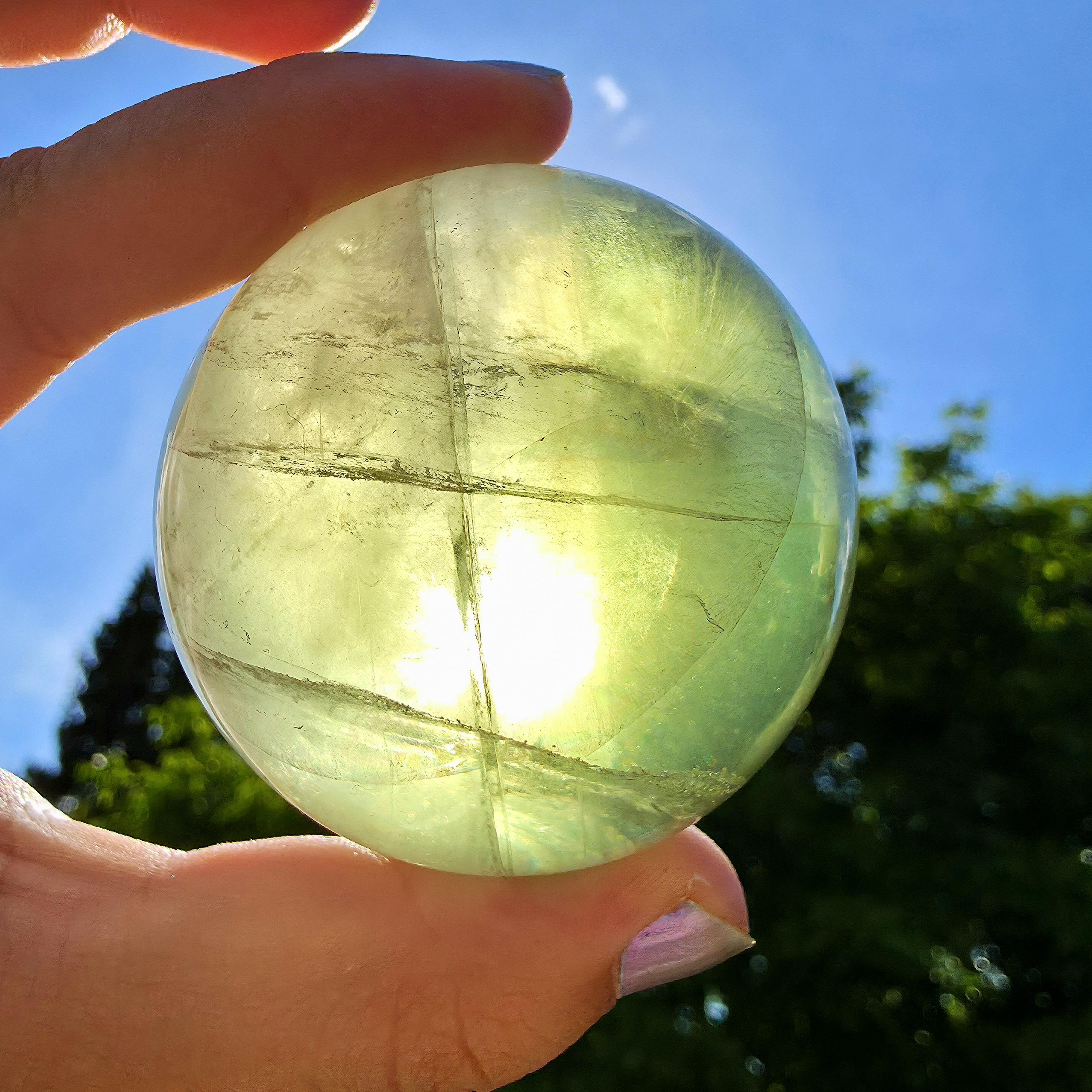 Green Apple Fluorite Sphere | Polished Fluorite Crystal Sphere | Mint Green Fluorite | Collector Crystal