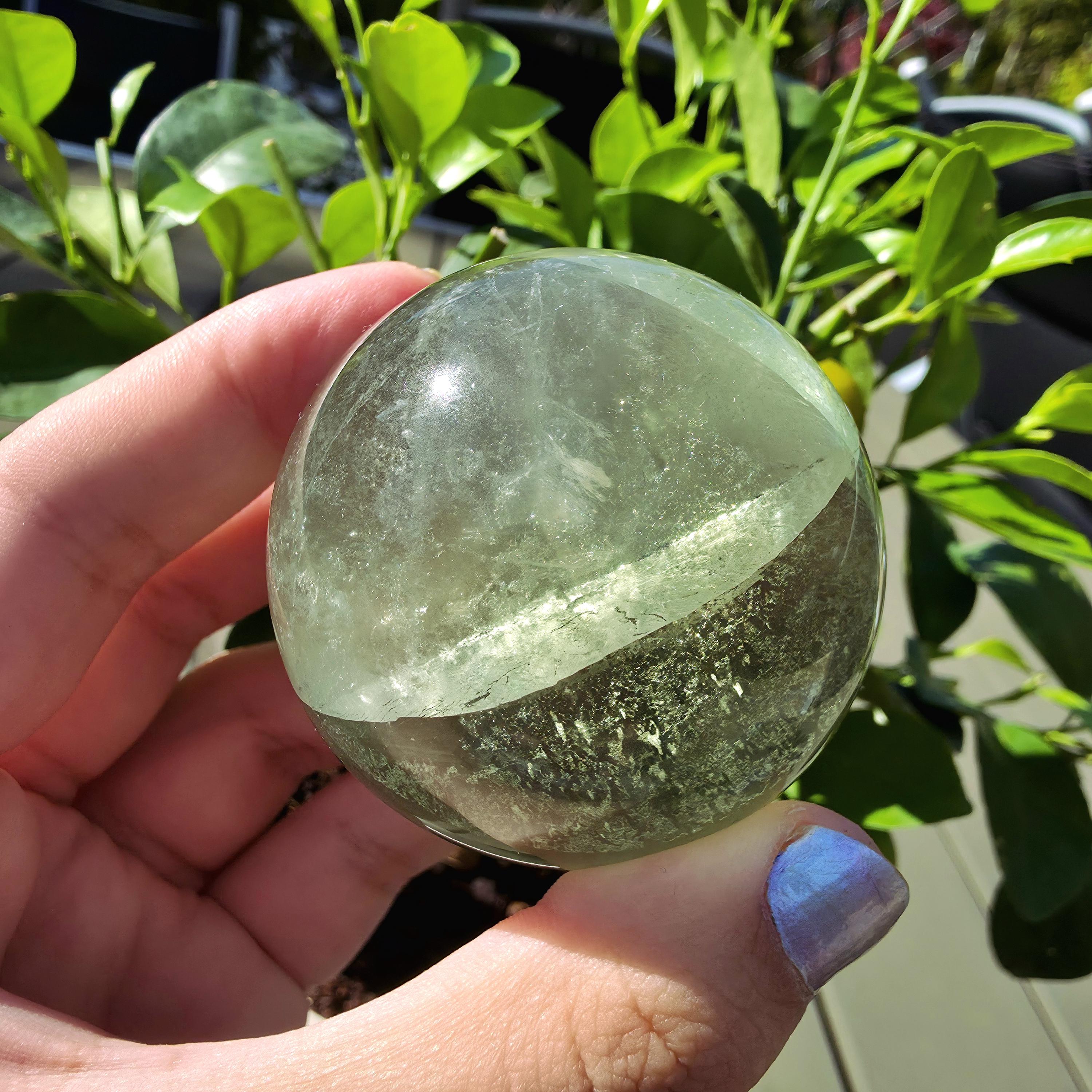 Green Apple Fluorite Sphere | Polished Fluorite Crystal Sphere | Mint Green Fluorite | Collector Crystal