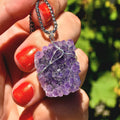 Amethyst Crystal Necklace | Natural Geode Pendant | Stainless Steel Jewelry Gift