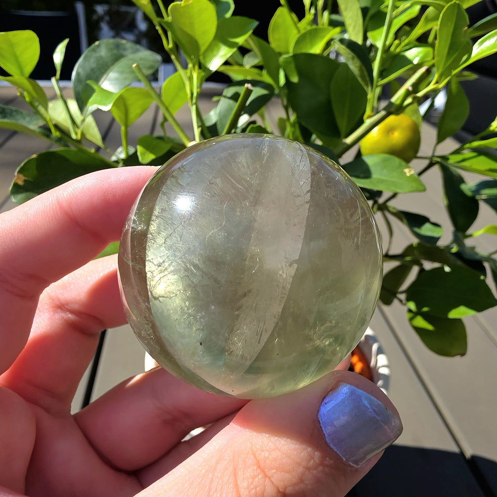 Green Apple Fluorite Sphere | Polished Fluorite Crystal Sphere | Mint Green Fluorite | Collector Crystal