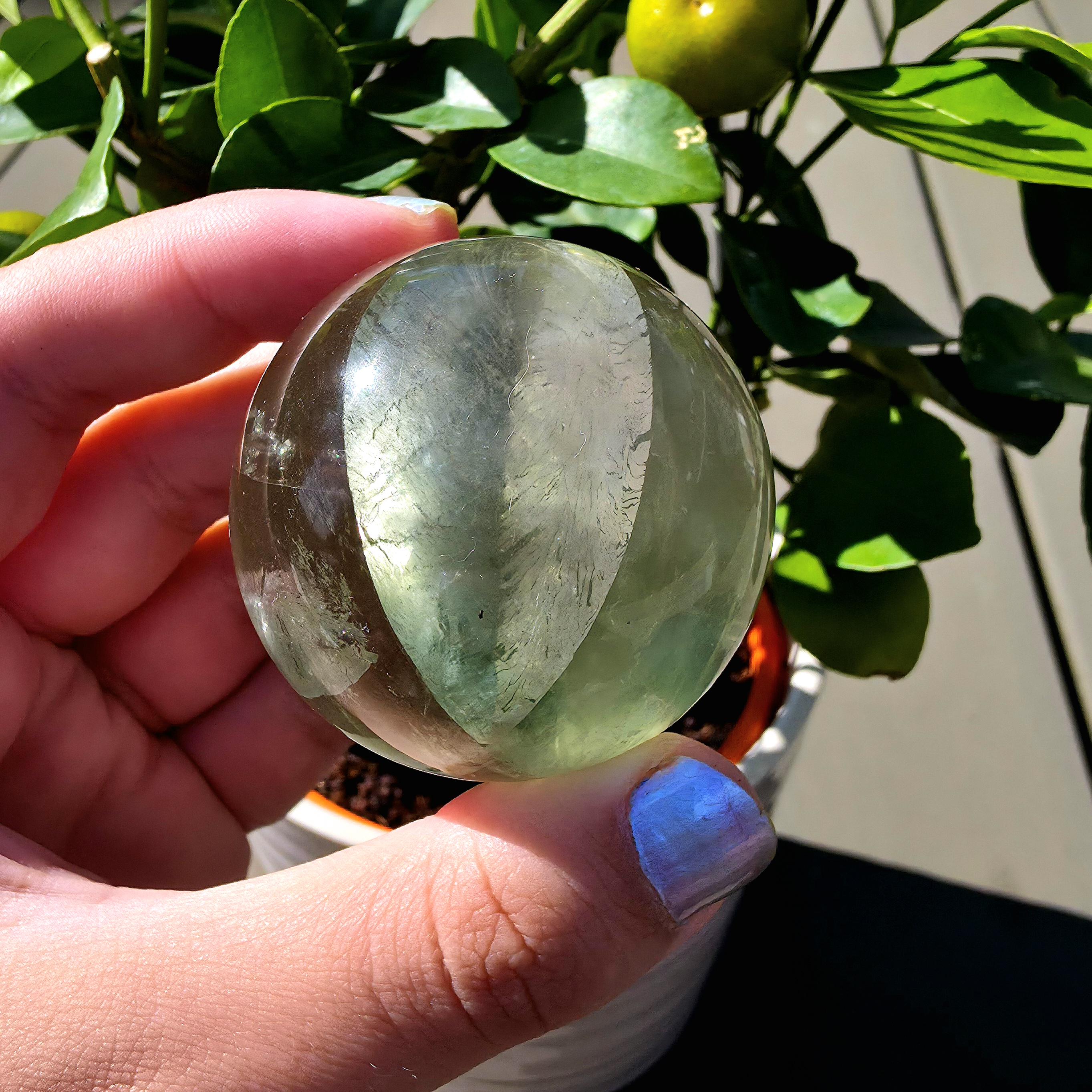 Green Apple Fluorite Sphere | Polished Fluorite Crystal Sphere | Mint Green Fluorite | Collector Crystal