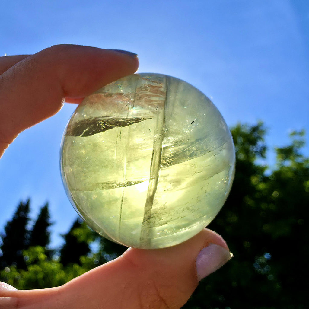 Green Apple Fluorite Sphere | Polished Fluorite Crystal Sphere | Mint Green Fluorite | Collector Crystal