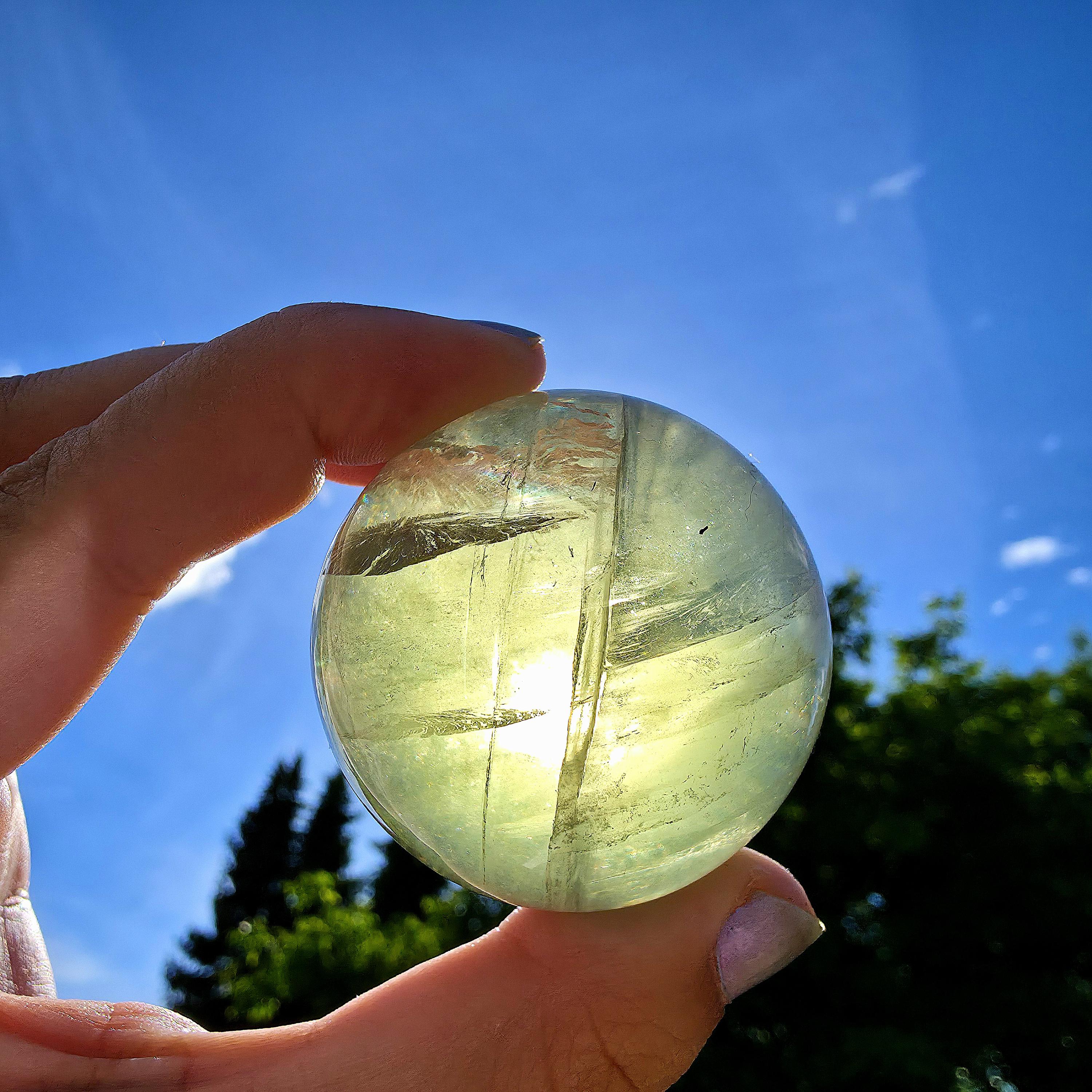 Green Apple Fluorite Sphere | Polished Fluorite Crystal Sphere | Mint Green Fluorite | Collector Crystal