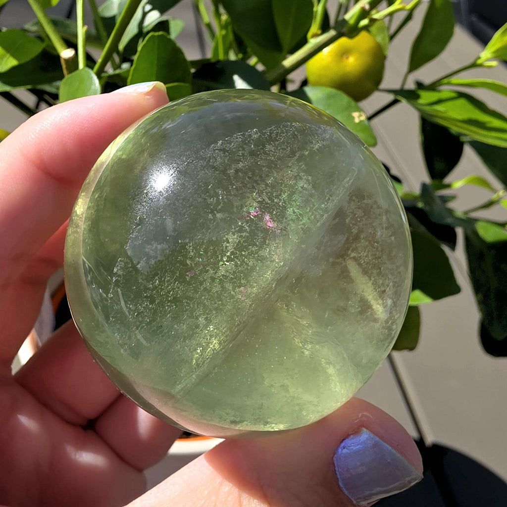 Green Apple Fluorite Sphere | Polished Fluorite Crystal Sphere | Mint Green Fluorite | Collector Crystal