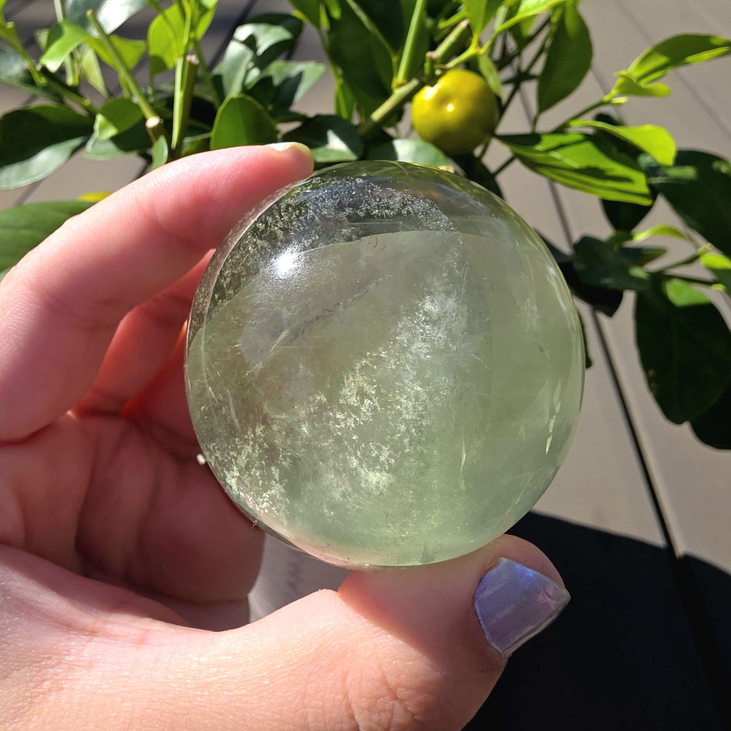 Green Apple Fluorite Sphere | Polished Fluorite Crystal Sphere | Mint Green Fluorite | Collector Crystal