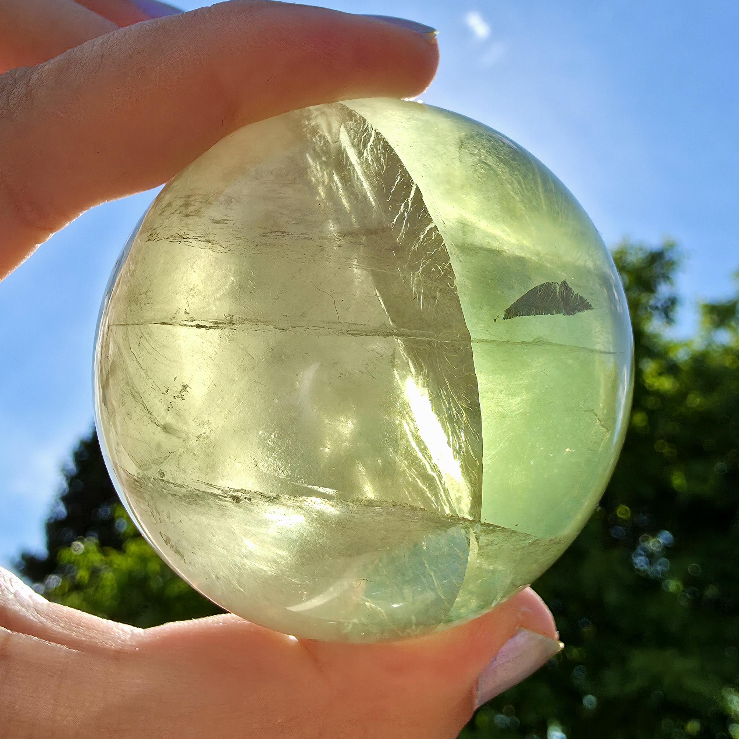 Green Apple Fluorite Sphere | Polished Fluorite Crystal Sphere | Mint Green Fluorite | Collector Crystal
