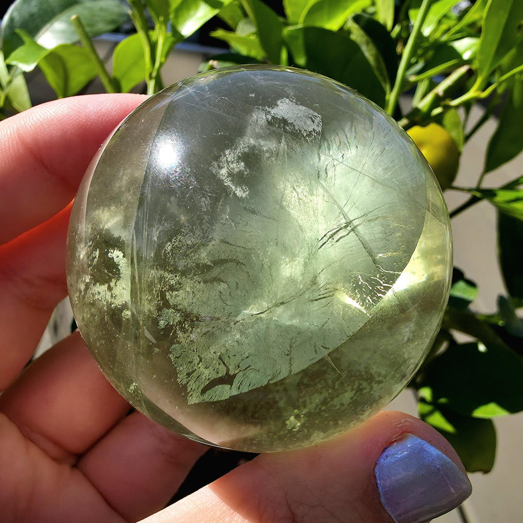 Green Apple Fluorite Sphere | Polished Fluorite Crystal Sphere | Mint Green Fluorite | Collector Crystal