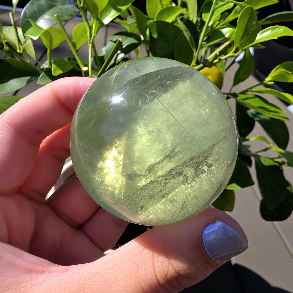 Green Apple Fluorite Sphere | Polished Fluorite Crystal Sphere | Mint Green Fluorite | Collector Crystal