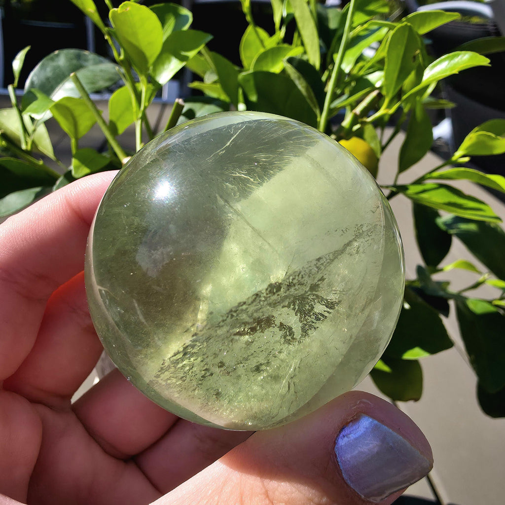 Green Apple Fluorite Sphere | Polished Fluorite Crystal Sphere | Mint Green Fluorite | Collector Crystal