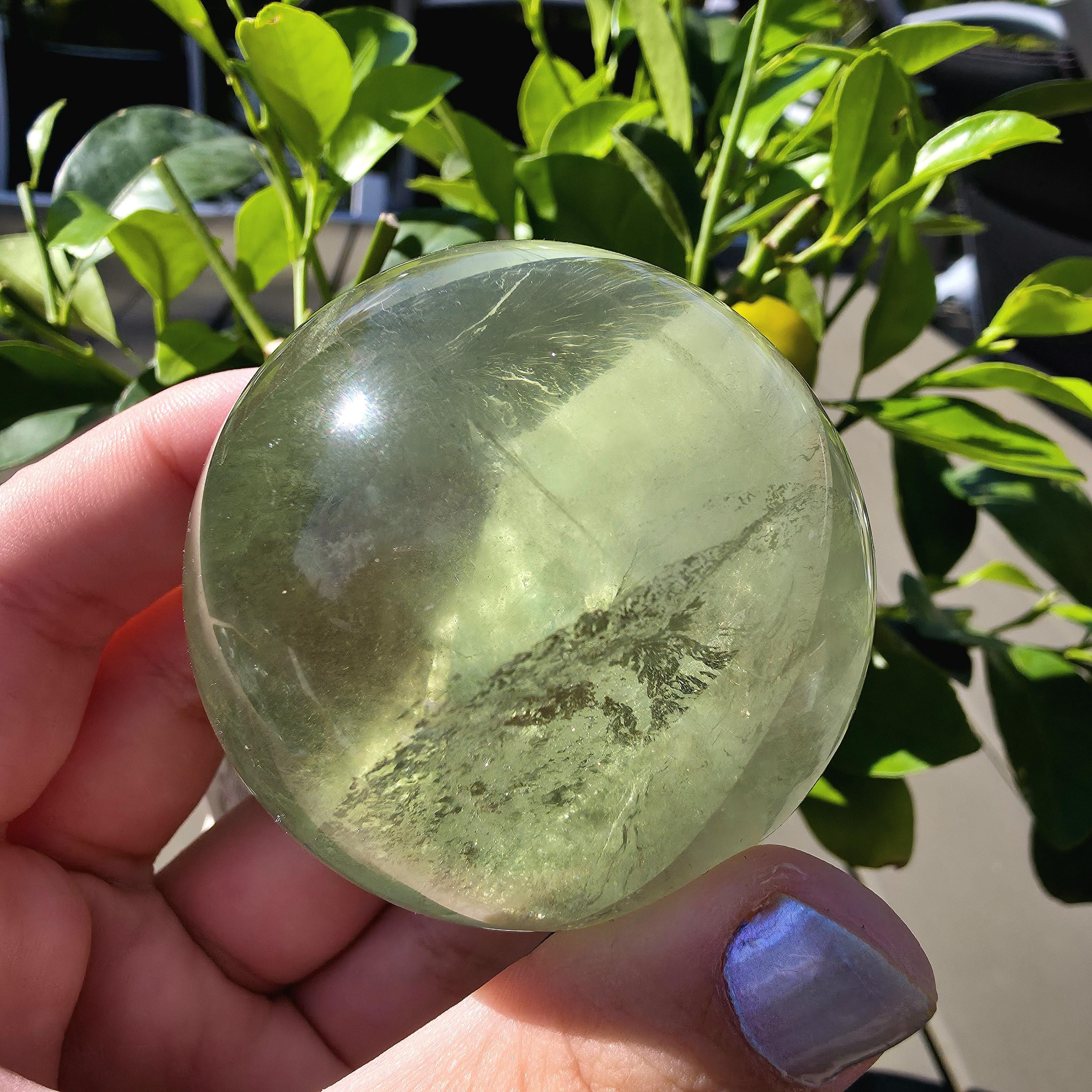 Green Apple Fluorite Sphere | Polished Fluorite Crystal Sphere | Mint Green Fluorite | Collector Crystal