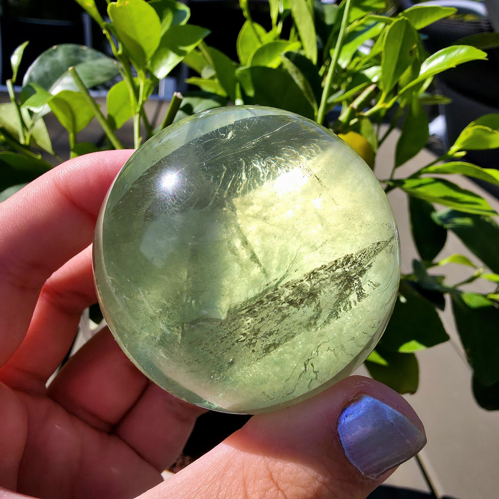Green Apple Fluorite Sphere | Polished Fluorite Crystal Sphere | Mint Green Fluorite | Collector Crystal