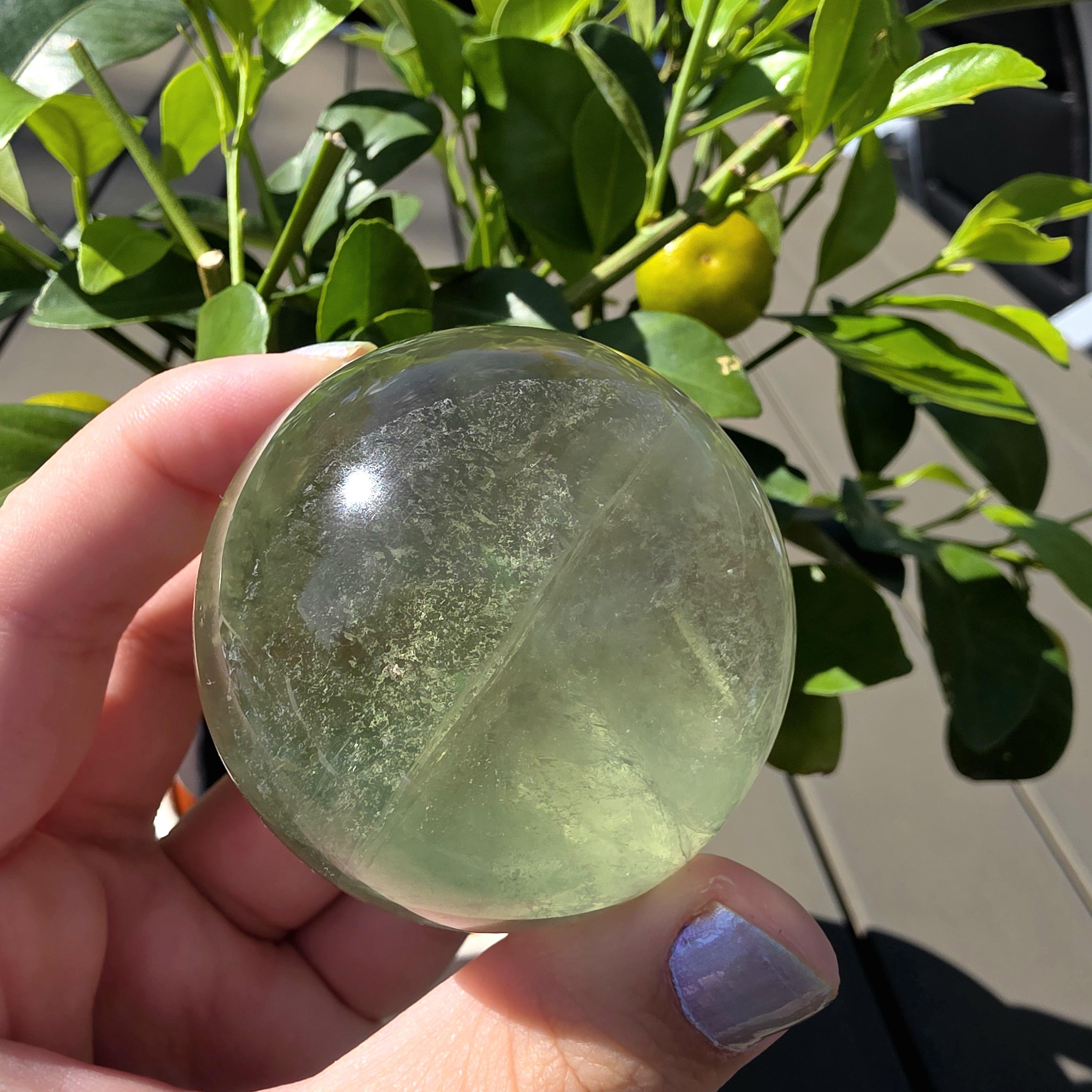 Green Apple Fluorite Sphere | Polished Fluorite Crystal Sphere | Mint Green Fluorite | Collector Crystal