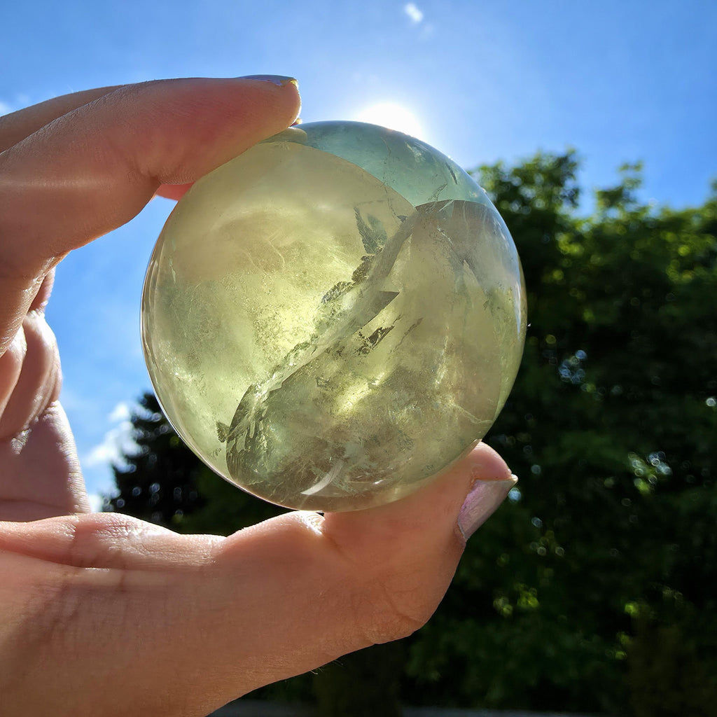 Green Apple Fluorite Sphere | Polished Fluorite Crystal Sphere | Mint Green Fluorite | Collector Crystal