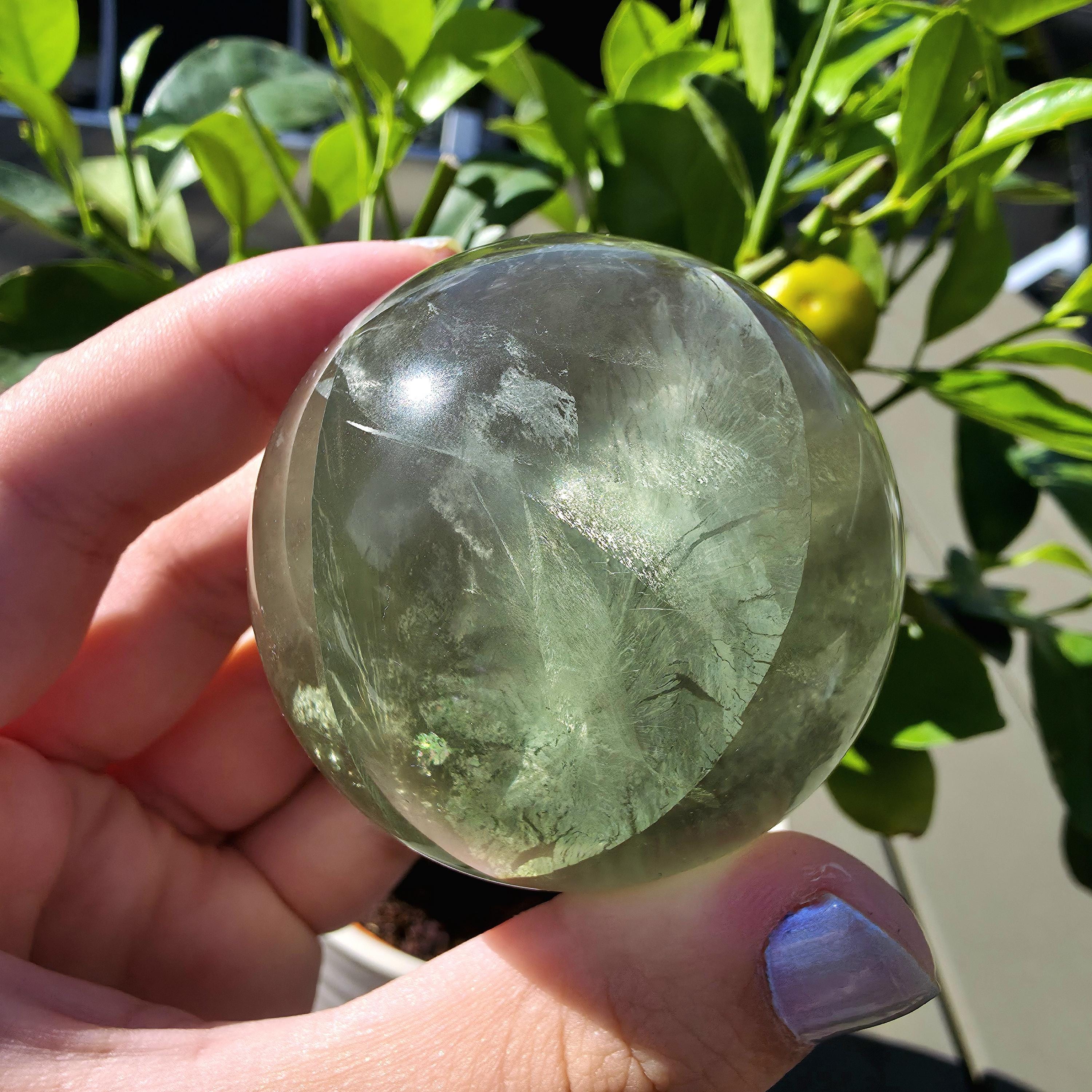 Green Apple Fluorite Sphere | Polished Fluorite Crystal Sphere | Mint Green Fluorite | Collector Crystal