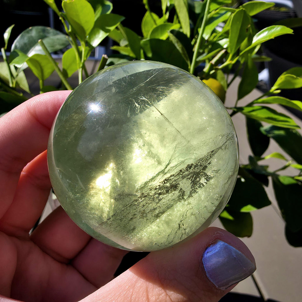 Green Apple Fluorite Sphere | Polished Fluorite Crystal Sphere | Mint Green Fluorite | Collector Crystal