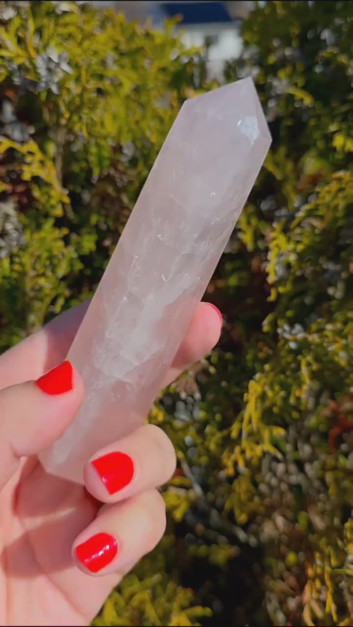 Polished Rose Quartz Tower | Natural Pink Crystal Point, Self Love Specimen