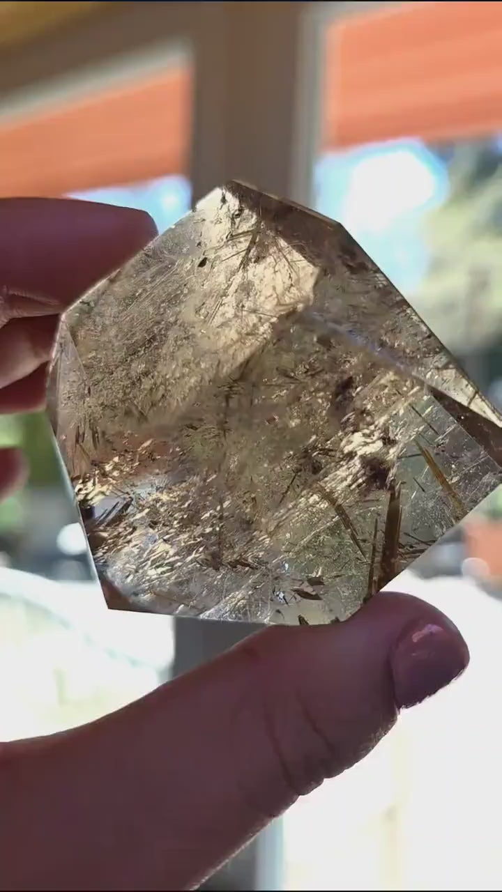 Golden Rutilated Quartz Freeform | Natural Rutile Quartz Crystal | Collector Display Mineral Decor