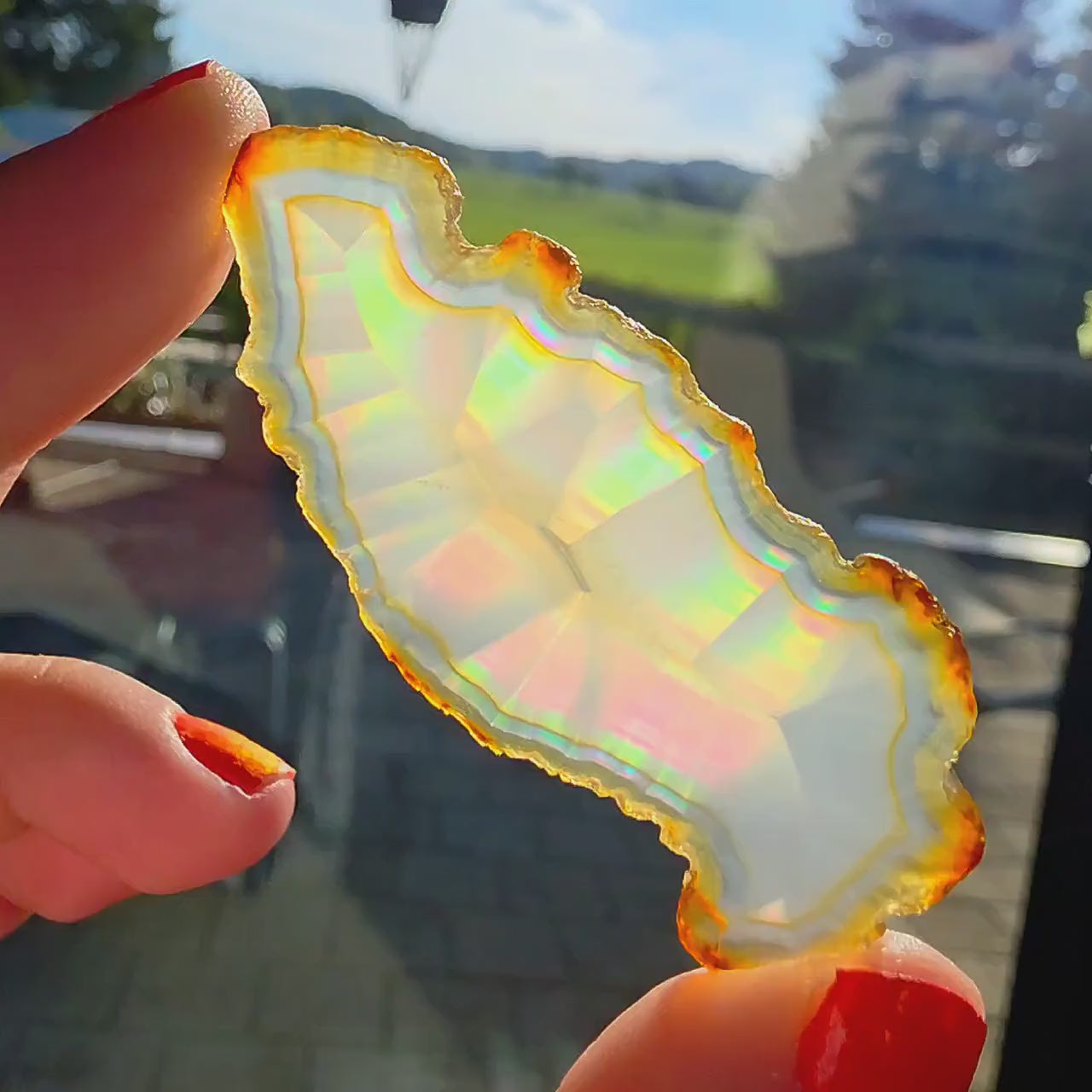 Natural Iris Agate Slice | Rainbow Agate Slice | Flashy Banded Agate | Collector Crystal | Small Agate Specimen