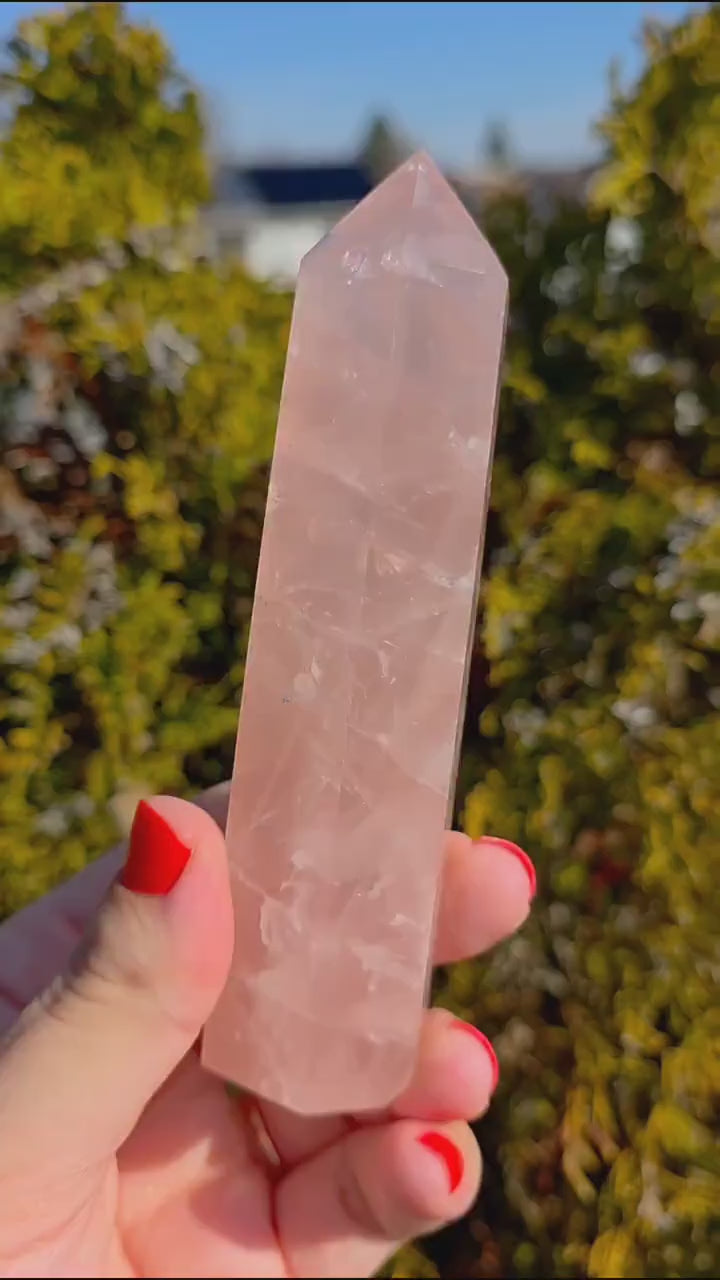 Polished Rose Quartz Tower | Natural Pink Crystal Point, Self Love Specimen