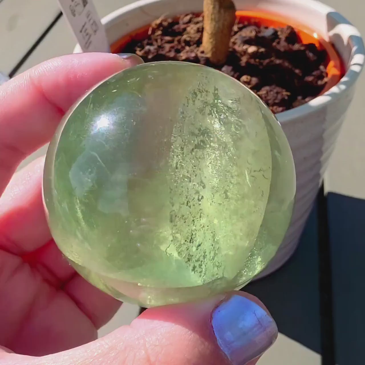 Green Apple Fluorite Sphere | Polished Fluorite Crystal Sphere | Mint Green Fluorite | Collector Crystal