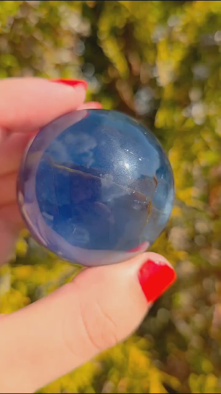 Blue Fluorite Sphere | Polished Crystal Ball | Collector Display Piece | Crystal Decor for Mineral Lovers