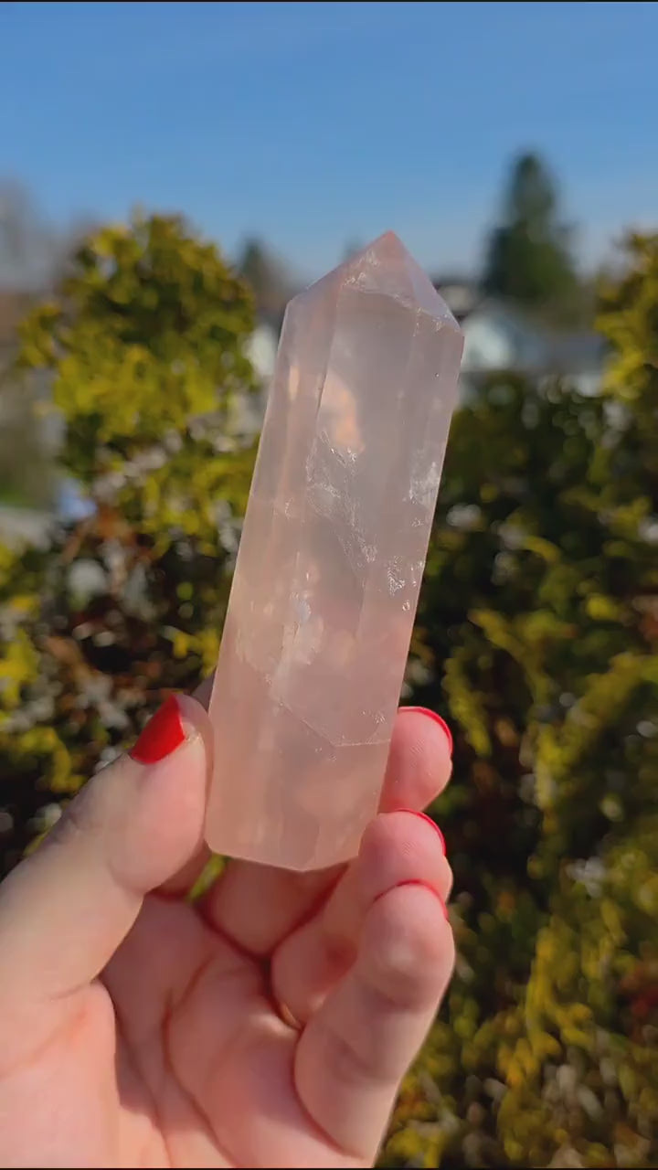 Polished Rose Quartz Tower | Natural Pink Crystal Point, Self Love Specimen