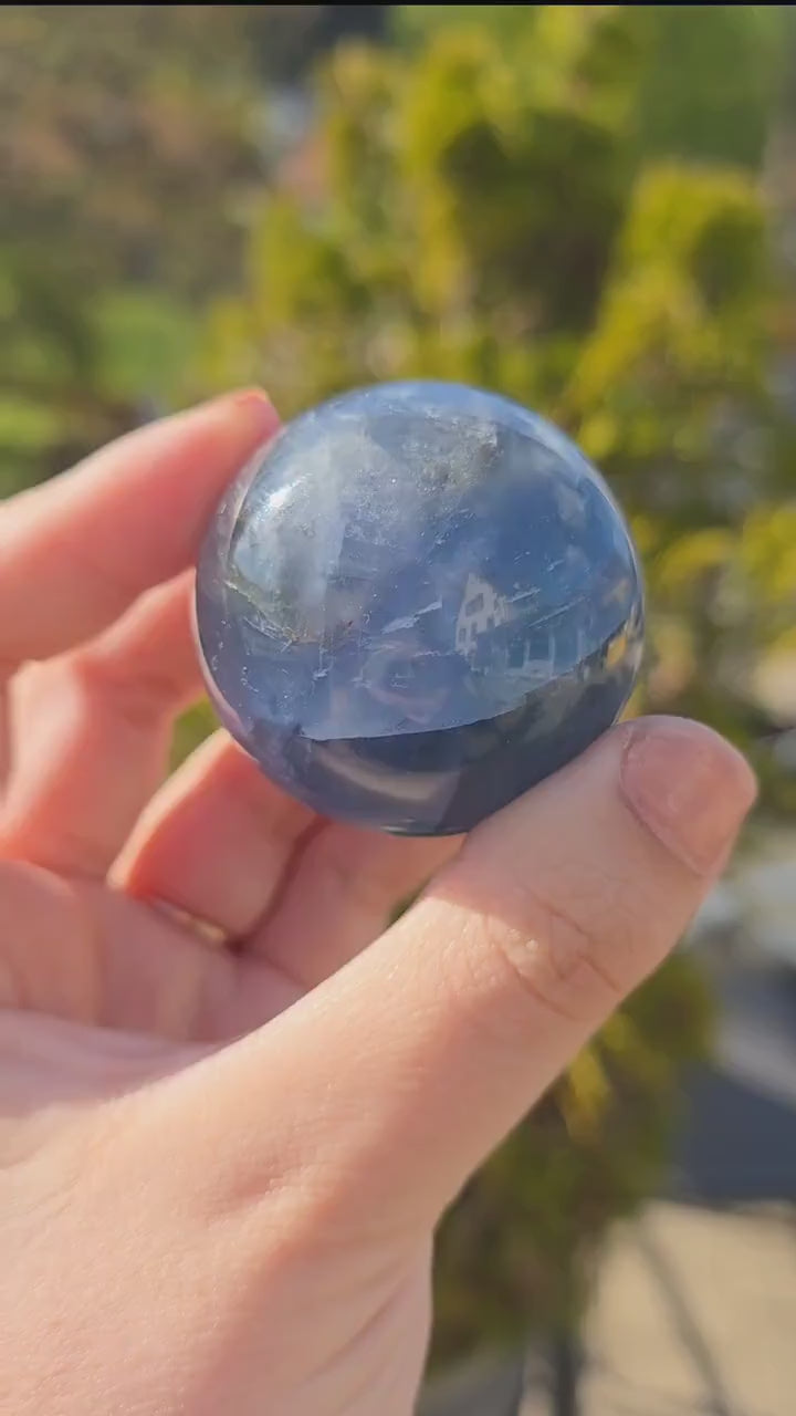 Blue Fluorite Sphere | Polished Crystal Ball | Collector Display Piece | Crystal Decor for Mineral Lovers
