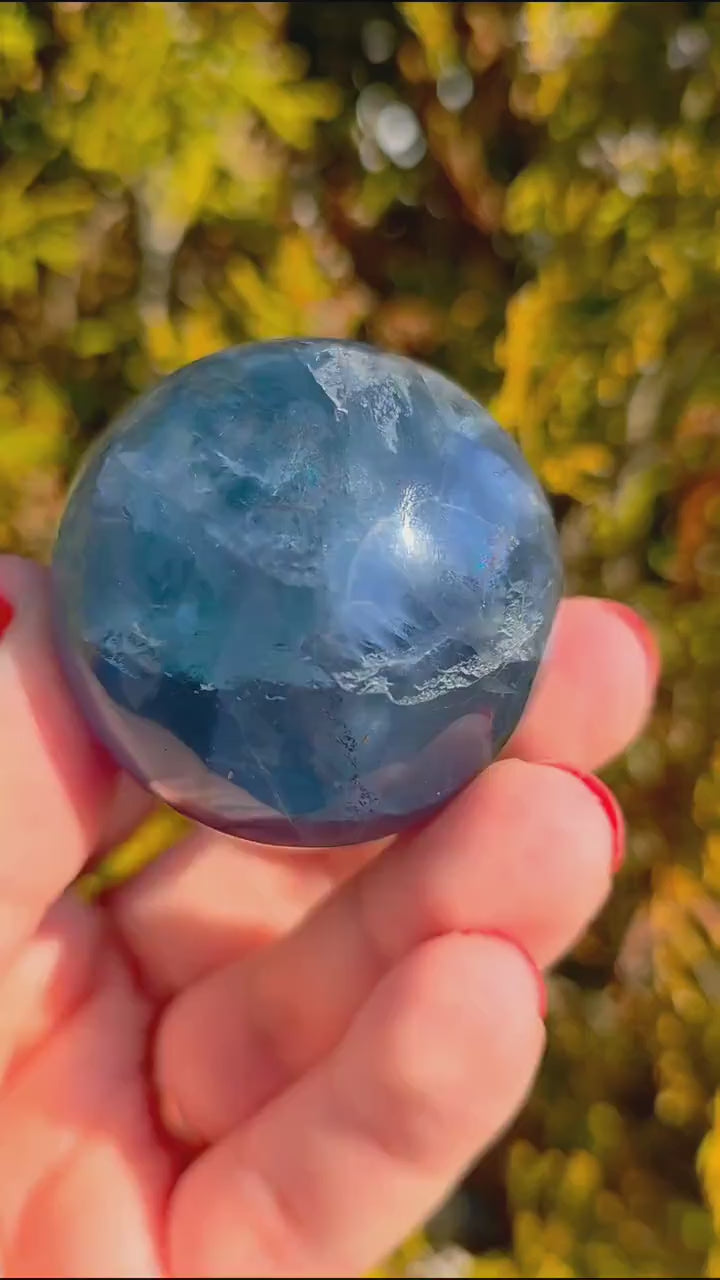 Blue Fluorite Sphere | Polished Crystal Ball | Collector Display Piece | Crystal Decor for Mineral Lovers
