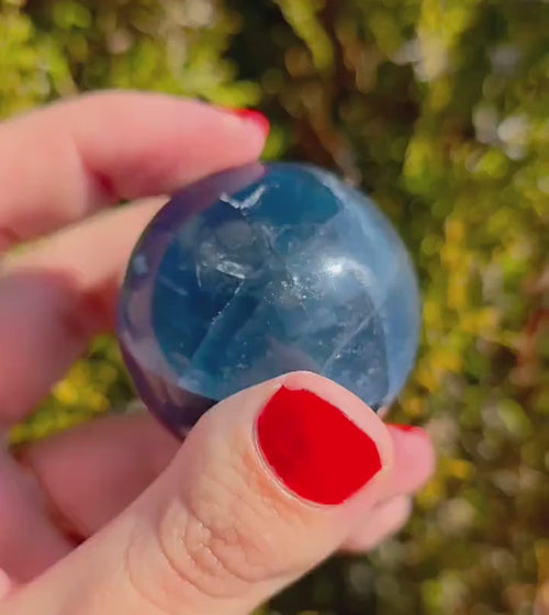Blue Fluorite Sphere | Polished Crystal Ball | Collector Display Piece | Crystal Decor for Mineral Lovers