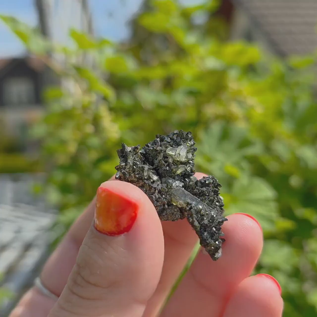 Epidote Specimen | Natural Green Crystal Cluster | Collector Mineral Display Decor