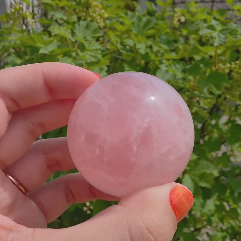 Rose Quartz Sphere | Pink Crystal Orb | Polished Love Stone | 5cm Gemstone Sphere | High Quality Crystal Display