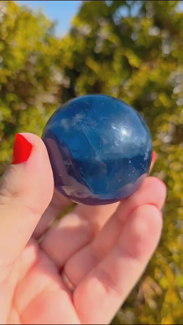Blue Fluorite Sphere | Polished Crystal Ball | Collector Display Piece | Crystal Decor for Mineral Lovers