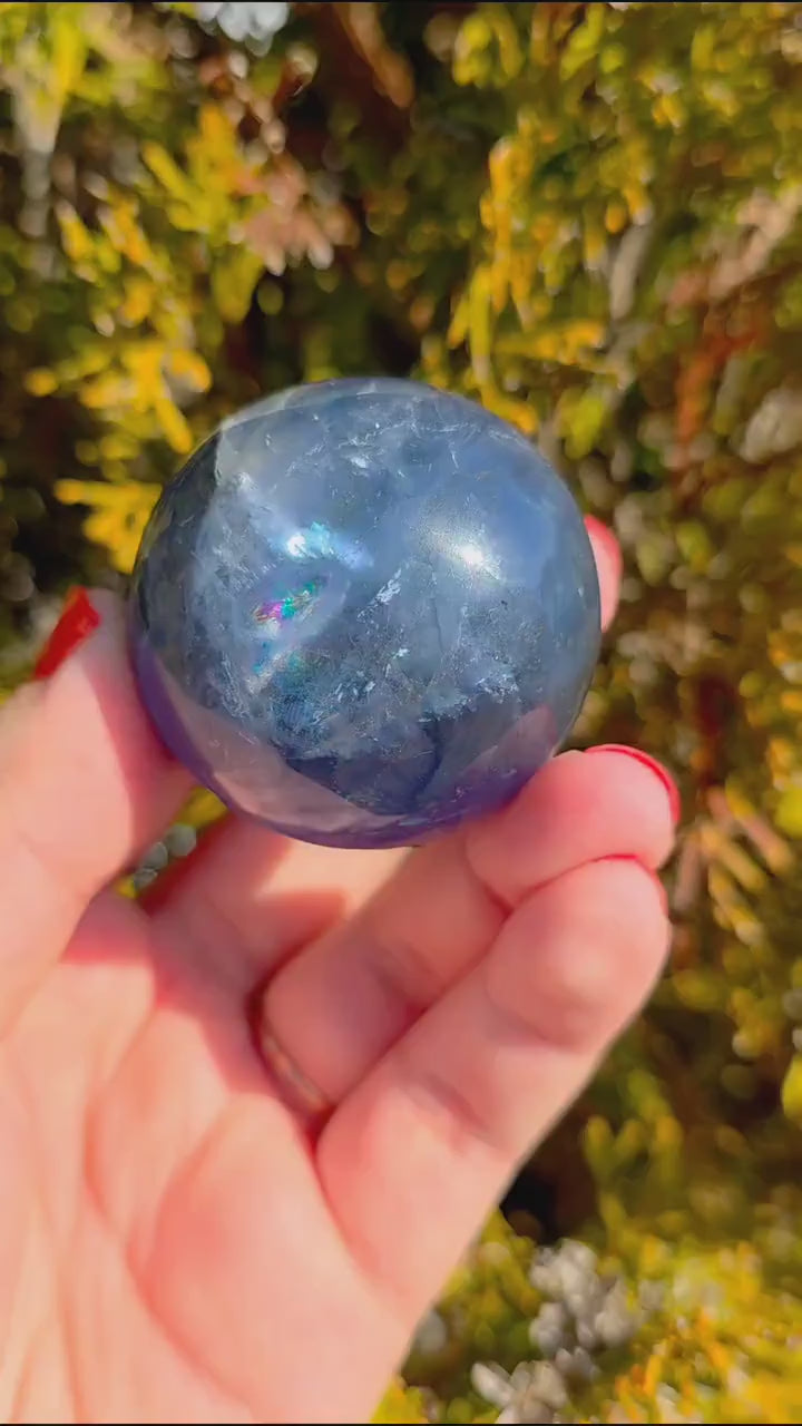 Blue Fluorite Sphere | Polished Crystal Ball | Collector Display Piece | Crystal Decor for Mineral Lovers