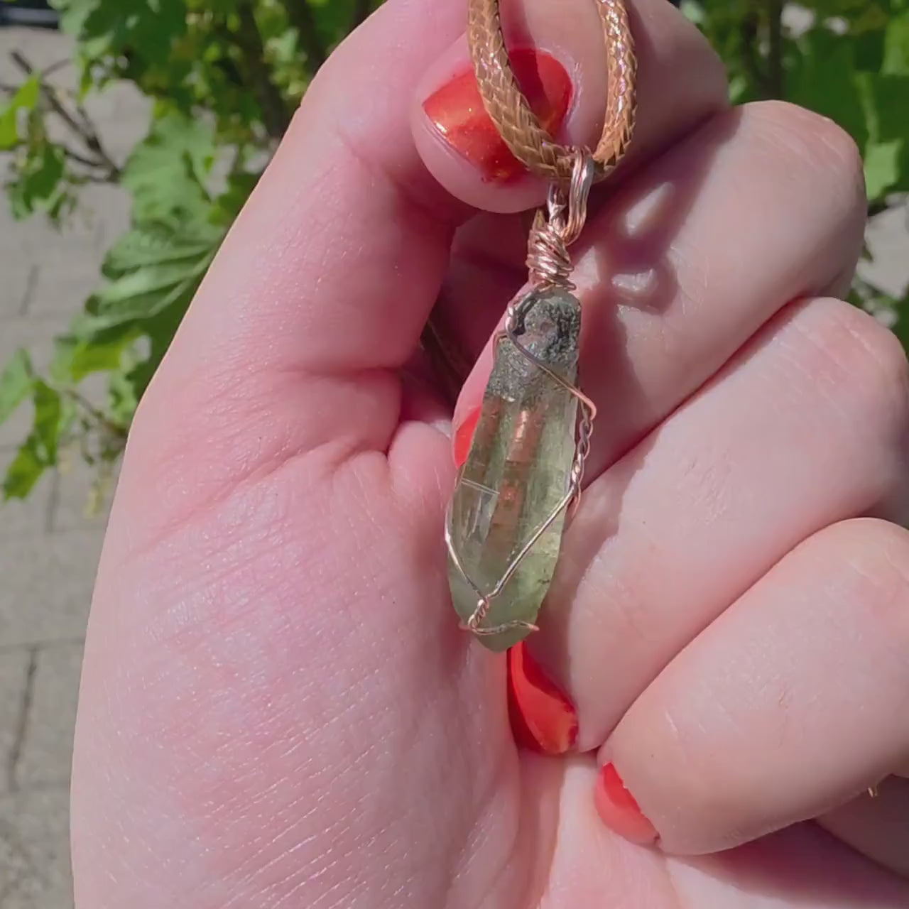 Himalayan Quartz Point Necklace | Chlorite Inclusions, High Altitude Crystal Pendant | Wax Cord Chain